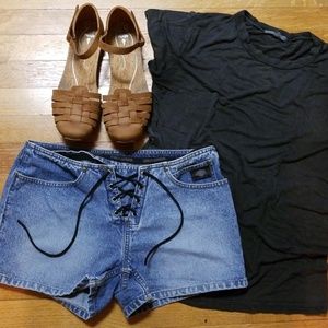 Super Sexy Harley-Davidson Lace Up Jean Shorts